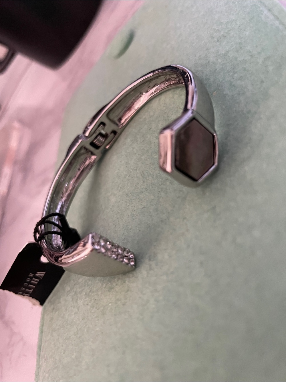 Silver Open-Ended Hexagon Cuff Bracelet by White House Black Market